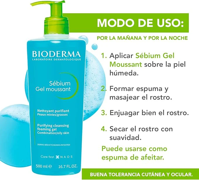 Bioderma | Sébium Gel Moussant Limpia Y Purifica, 500 Ml | Gel limpiador facial. Menos imperfecciones, menos grasa. Limpia y purifica suavemente. Piel mixta a grasa. - Image 3