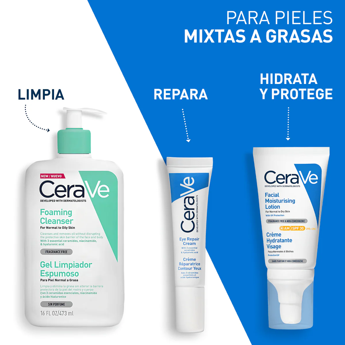 CeraVe Gel Limpiador Espumoso Diario para Piel Mixta, Grasa o con Acné 236ml - Image 5