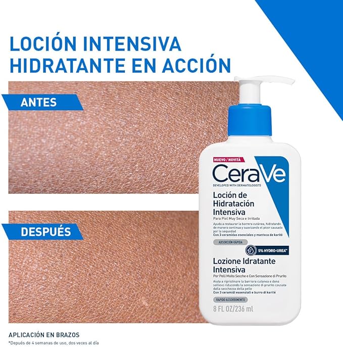 CeraVe Loción de Hidratación Intensiva para piel muy seca con mejora inmediata de la comezón 236ml - Image 3