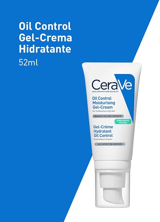 CeraVe Oil Control Gel-Crema Hidratante I Control de Brillo & Hidratación Facial I Formula Ultra-Ligera Para Piel Mixta a Grasa I 52ml - Image 4