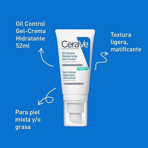 CeraVe Oil Control Gel-Crema Hidratante I Control de Brillo & Hidratación Facial I Formula Ultra-Ligera Para Piel Mixta a Grasa I 52ml - Image 5