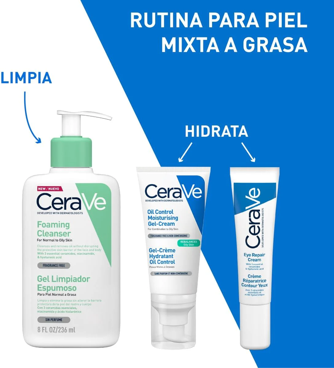 CeraVe Oil Control Gel-Crema Hidratante I Control de Brillo & Hidratación Facial I Formula Ultra-Ligera Para Piel Mixta a Grasa I 52ml - Image 7