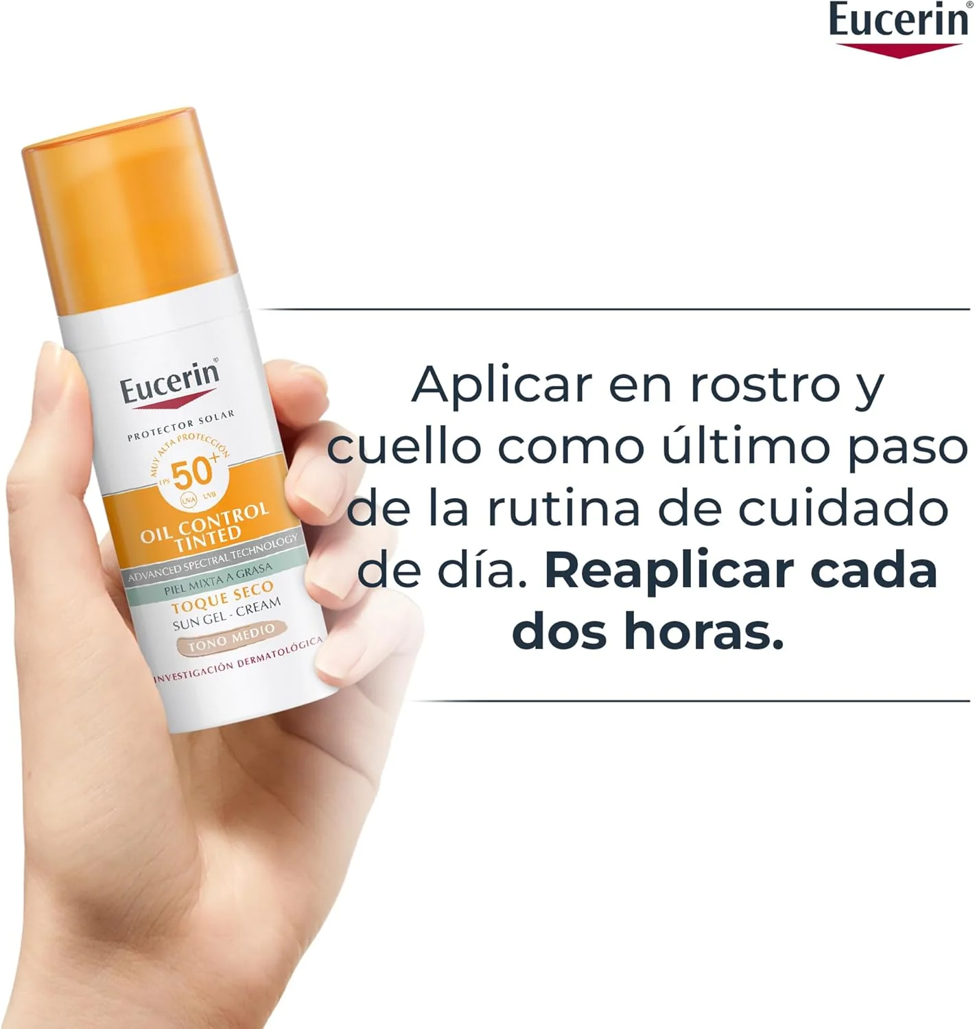 Eucerin Sun Face Oil Control FPS 50+ Tono Medio Control de Brillo (50 ml) Efecto Mate - Image 7