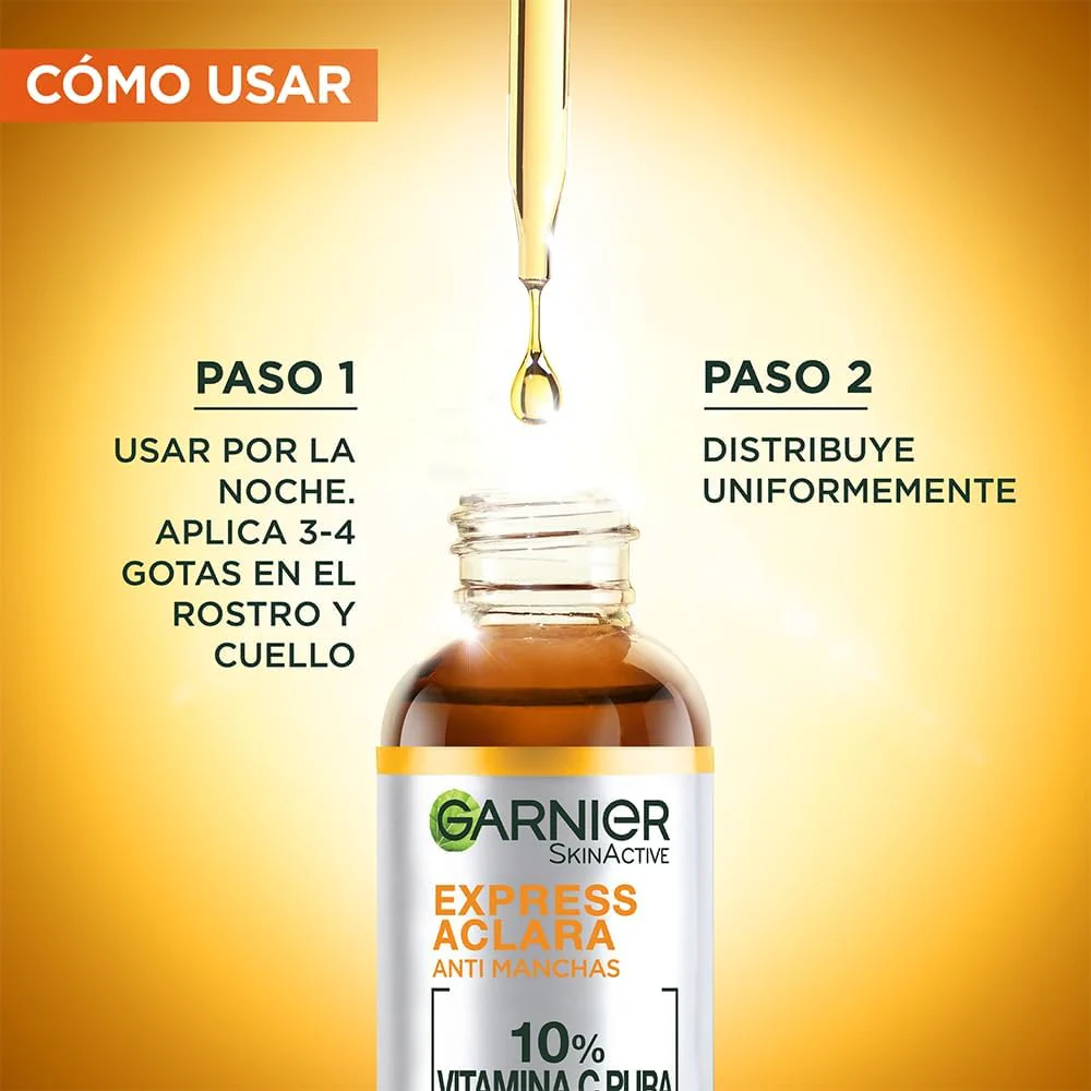 Garnier Express Aclara Serum Noche Antimanchas con 10% Vitamina C Pura para una Piel Radiante, reduce las Manchas durante la Noche, 30ml - Image 6