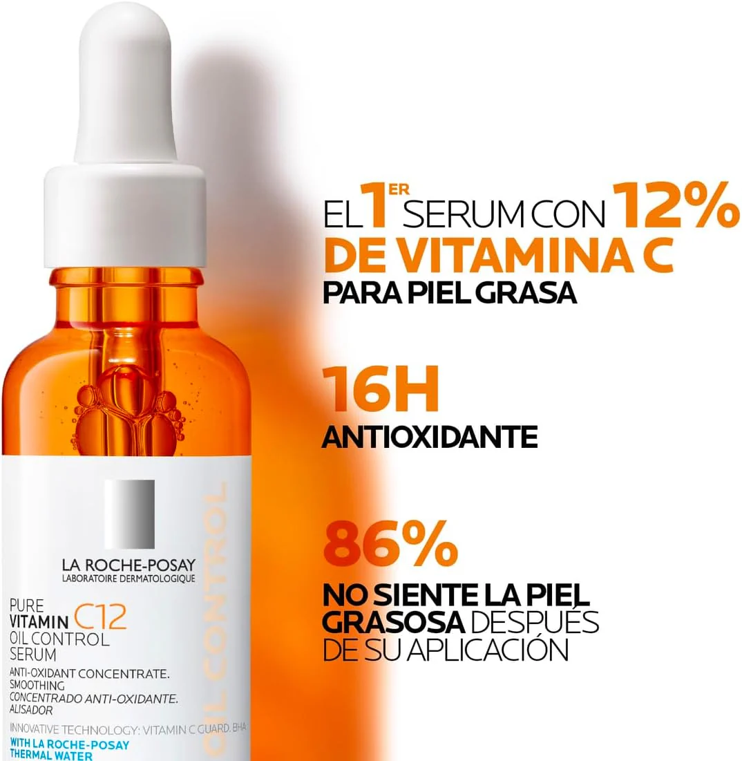La Roche Posay Pure Vitamin C12 Oil Control Serum 30ml Serum anti-oxidante con 12% de Vitamina C y Ácido Salicílico para piel mixta a grasa - Image 7